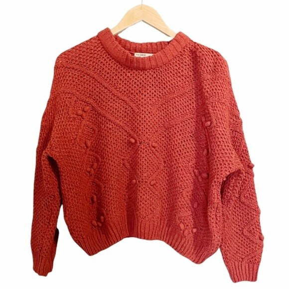 Pull & Bear Sweater Pumpkin Fall Chenille Popcorn Pullover Women’s Size Medium - Picture 7 of 7